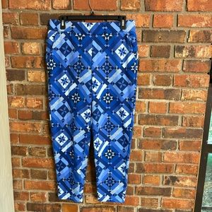 Lands End womens serious sweats ankle french terry sweatpants blue small